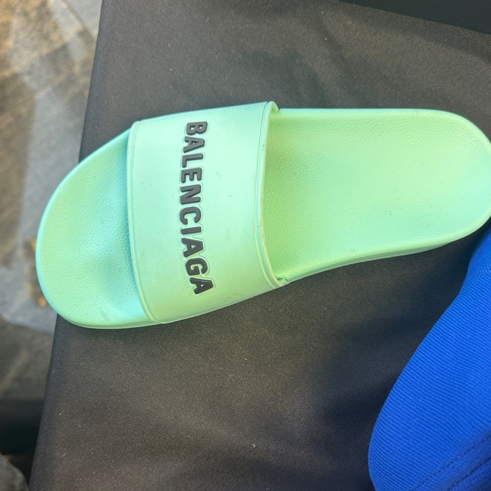 Balenciaga Light Green Slide Sandals